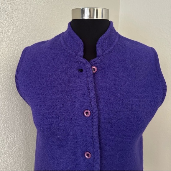 Vintage Pendleton 100% Virgin Wool Purple Knit Vest with Mandarin Collar Size S - Picture 3 of 13